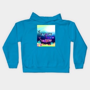 whale family at nigth Kids Hoodie